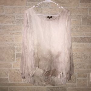 ✅Amanti Silk Blouse with partial sequin underlayer